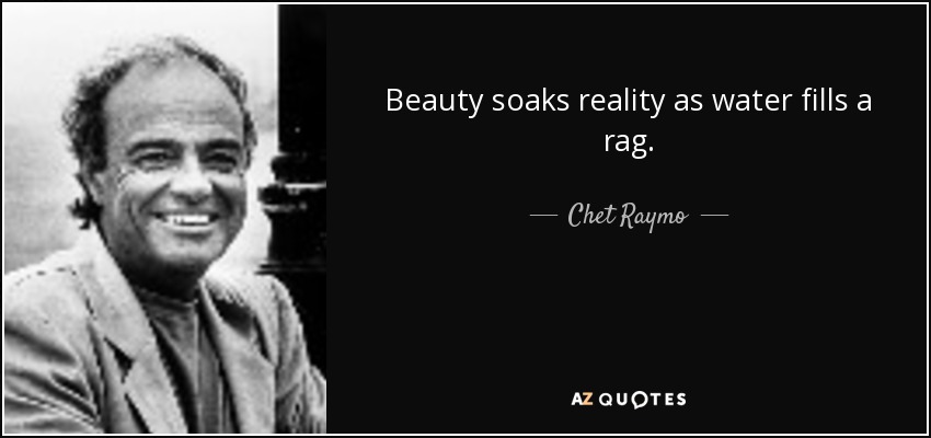 Beauty soaks reality as water fills a rag. - Chet Raymo