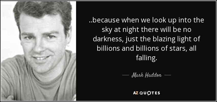 ..because when we look up into the sky at night there will be no darkness, just the blazing light of billions and billions of stars, all falling. - Mark Haddon