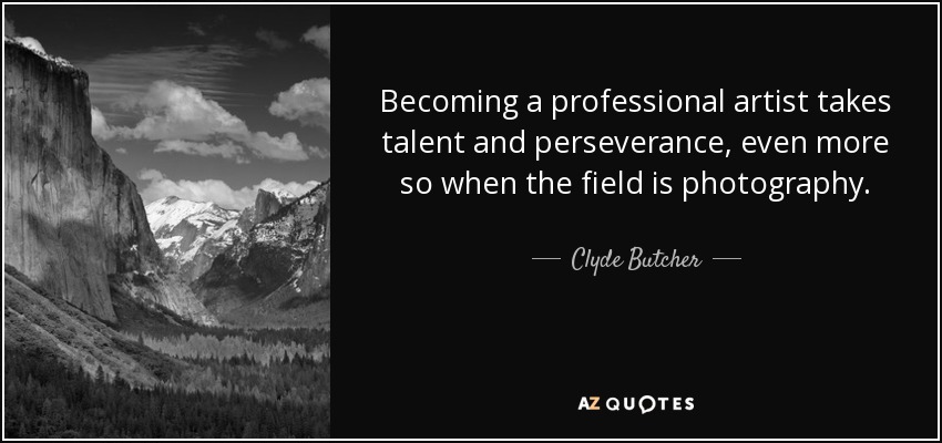 Becoming a professional artist takes talent and perseverance, even more so when the field is photography. - Clyde Butcher