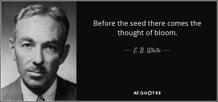Before the seed there comes the thought of bloom. - E. B. White