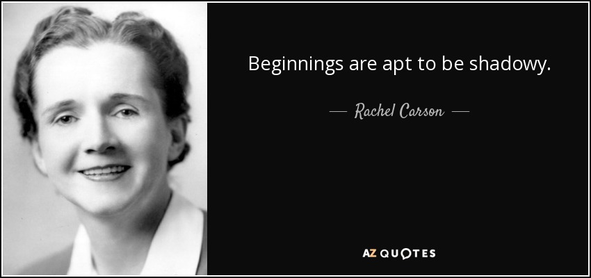 Beginnings are apt to be shadowy. - Rachel Carson
