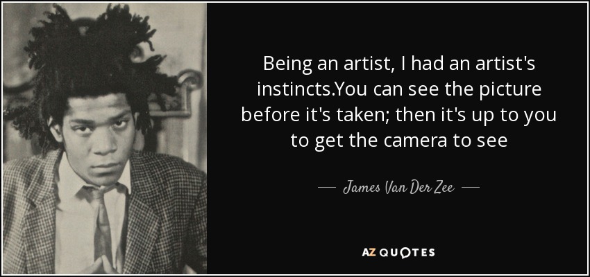 Being an artist, I had an artist's instincts.You can see the picture before it's taken; then it's up to you to get the camera to see - James Van Der Zee