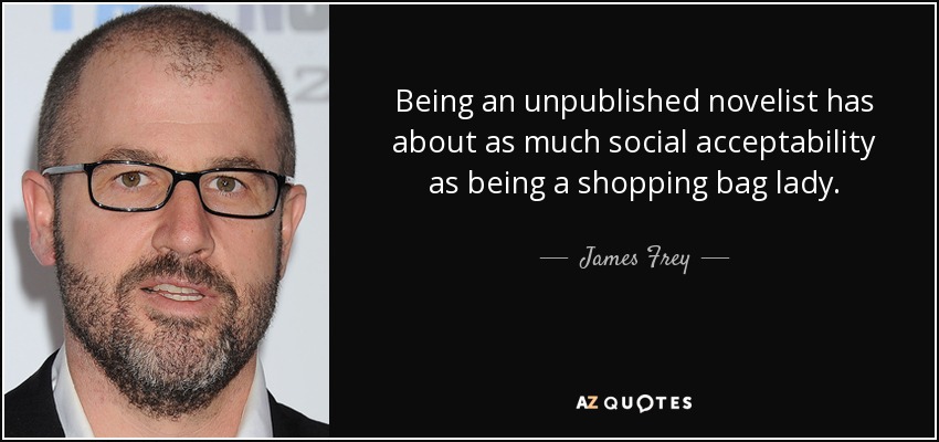 Being an unpublished novelist has about as much social acceptability as being a shopping bag lady. - James Frey