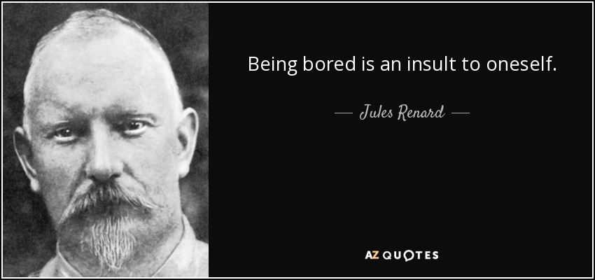 Being bored is an insult to oneself. - Jules Renard