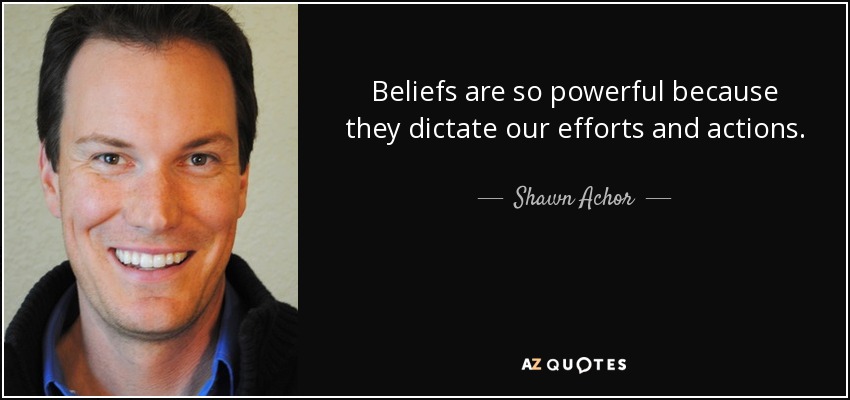 Beliefs are so powerful because they dictate our efforts and actions. - Shawn Achor
