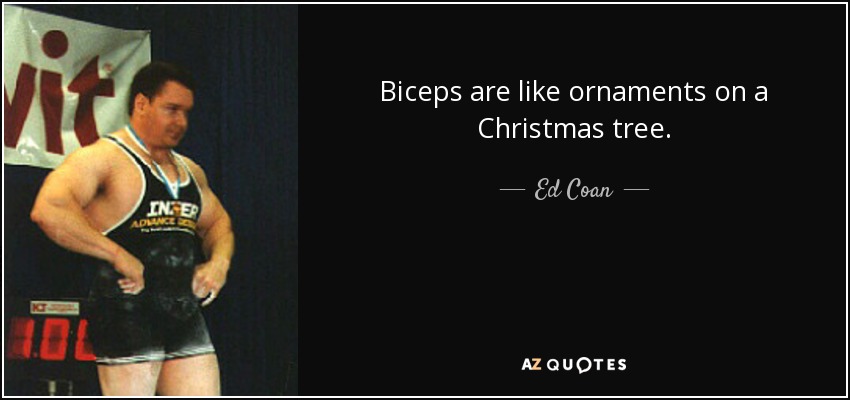Biceps are like ornaments on a Christmas tree. - Ed Coan