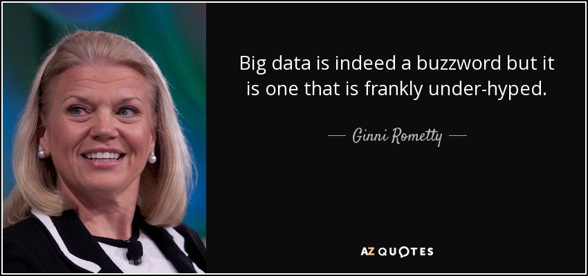 Big data is indeed a buzzword but it is one that is frankly under-hyped. - Ginni Rometty