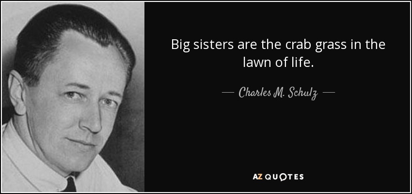 Big sisters are the crab grass in the lawn of life. - Charles M. Schulz