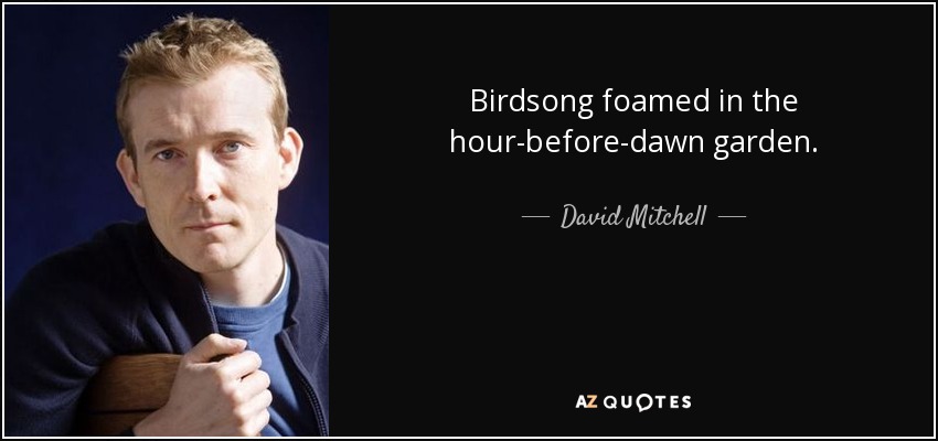 Birdsong foamed in the hour-before-dawn garden. - David Mitchell