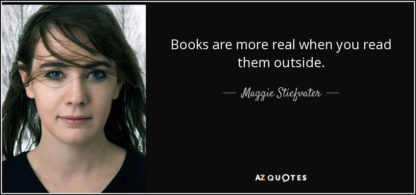 Books are more real when you read them outside. - Maggie Stiefvater