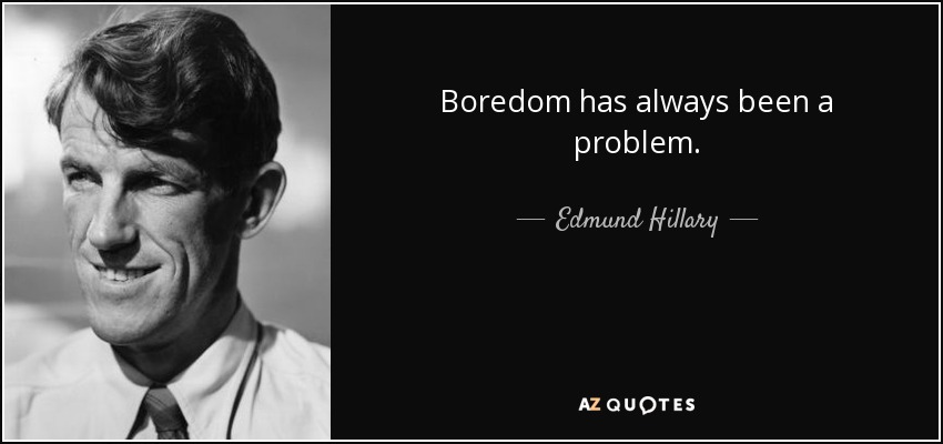 Boredom has always been a problem. - Edmund Hillary