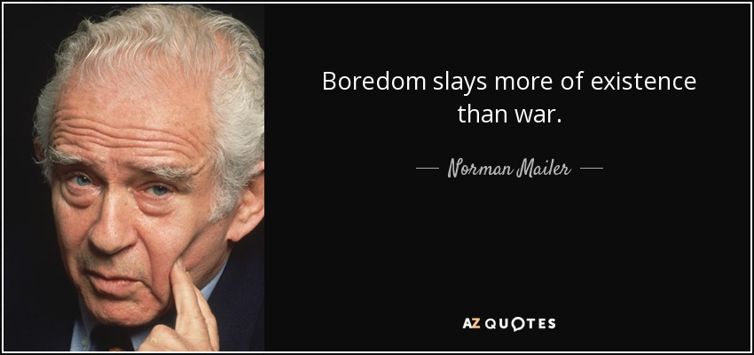 Boredom slays more of existence than war. - Norman Mailer