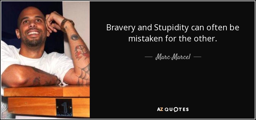 Bravery and Stupidity can often be mistaken for the other. - Marc Marcel