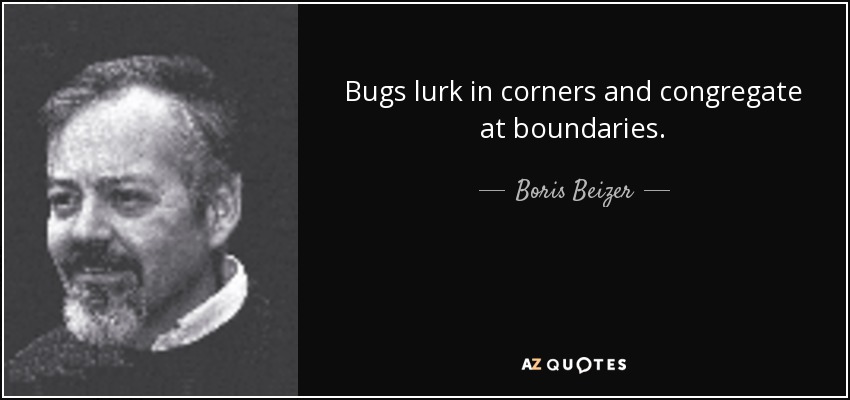 Bugs lurk in corners and congregate at boundaries. - Boris Beizer