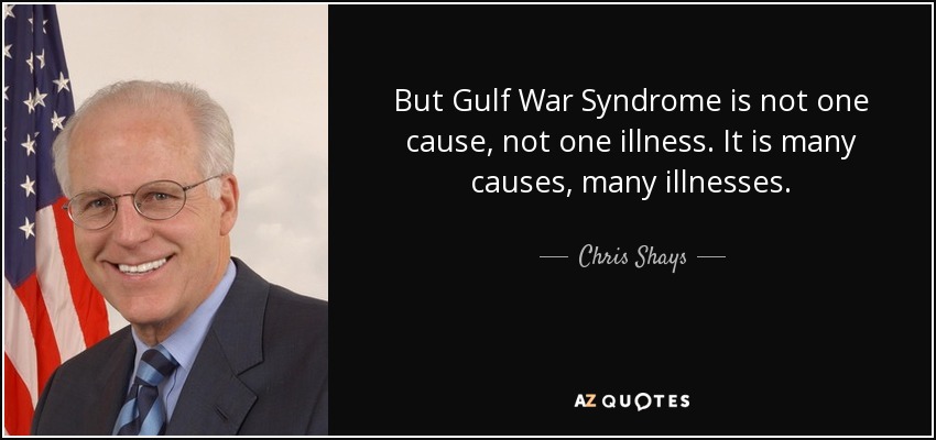 But Gulf War Syndrome is not one cause, not one illness. It is many causes, many illnesses. - Chris Shays