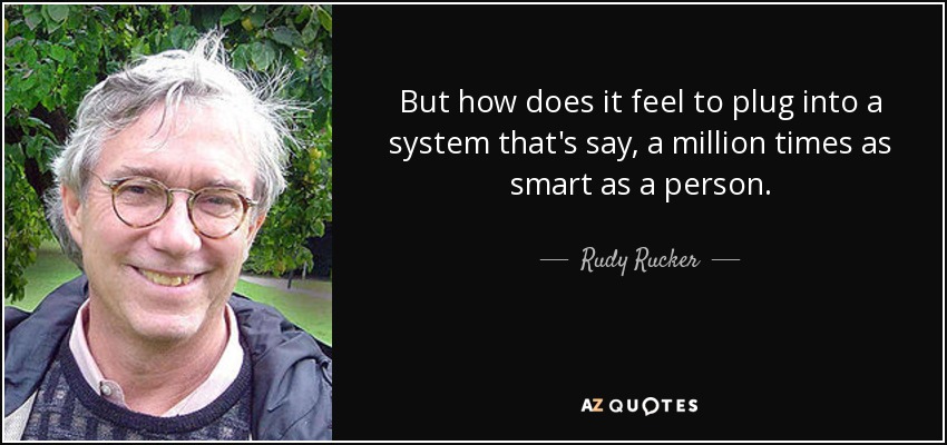 But how does it feel to plug into a system that's say, a million times as smart as a person. - Rudy Rucker