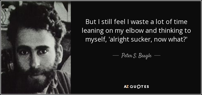 But I still feel I waste a lot of time leaning on my elbow and thinking to myself, 'alright sucker, now what?' - Peter S. Beagle