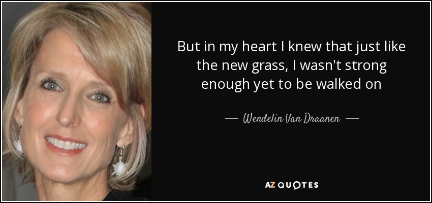 But in my heart I knew that just like the new grass, I wasn't strong enough yet to be walked on - Wendelin Van Draanen