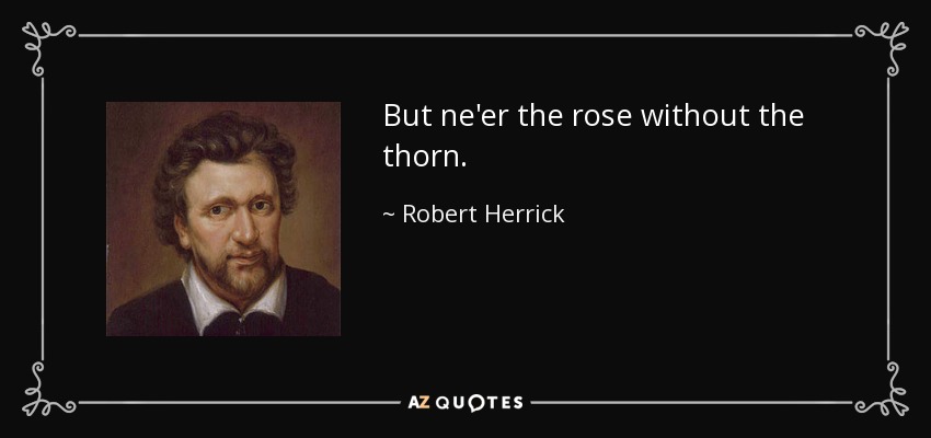 But ne'er the rose without the thorn. - Robert Herrick