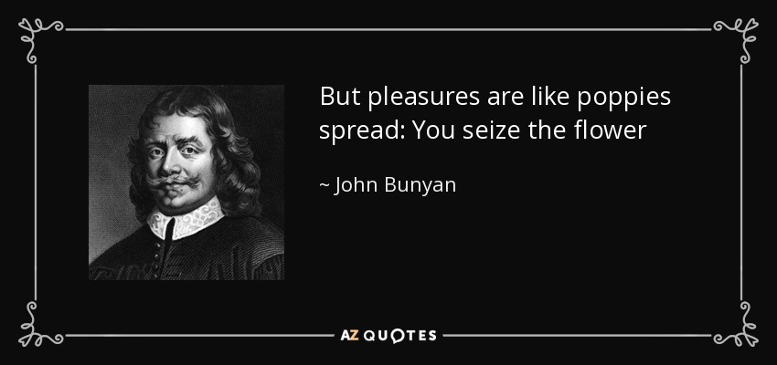 But pleasures are like poppies spread: You seize the flower - John Bunyan