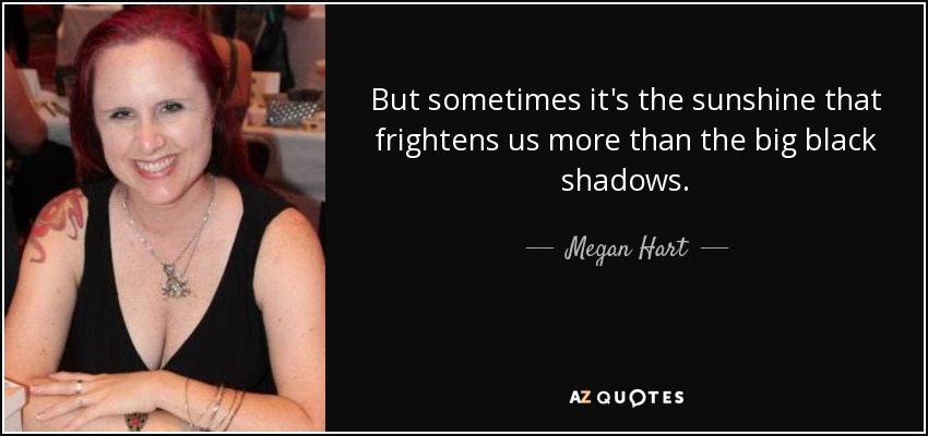 But sometimes it's the sunshine that frightens us more than the big black shadows. - Megan Hart