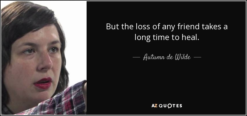 But the loss of any friend takes a long time to heal. - Autumn de Wilde