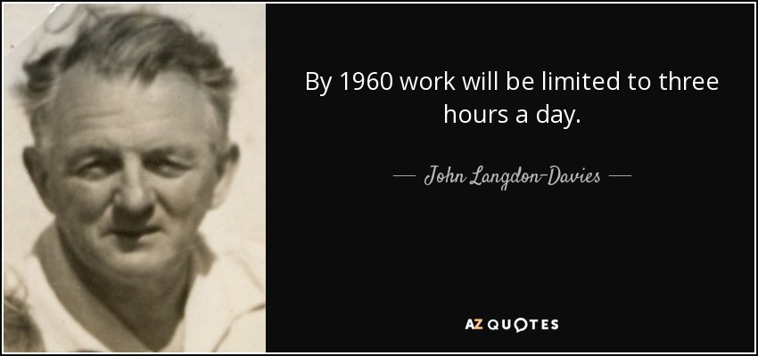 By 1960 work will be limited to three hours a day. - John Langdon-Davies