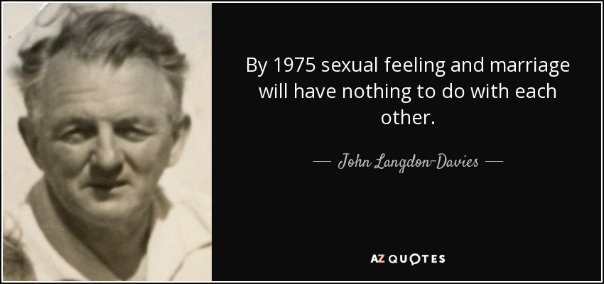 By 1975 sexual feeling and marriage will have nothing to do with each other. - John Langdon-Davies