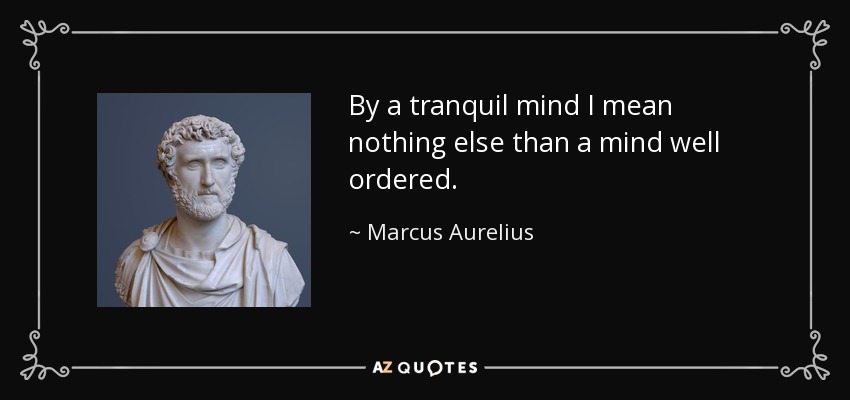 By a tranquil mind I mean nothing else than a mind well ordered. - Marcus Aurelius