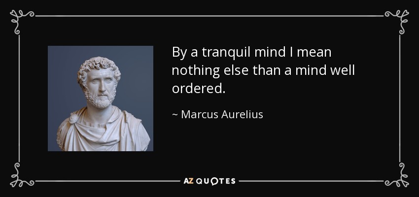 By a tranquil mind I mean nothing else than a mind well ordered. - Marcus Aurelius