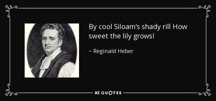 By cool Siloam's shady rill How sweet the lily grows! - Reginald Heber
