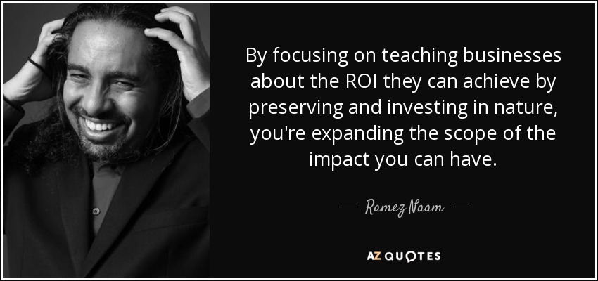 By focusing on teaching businesses about the ROI they can achieve by preserving and investing in nature, you're expanding the scope of the impact you can have. - Ramez Naam