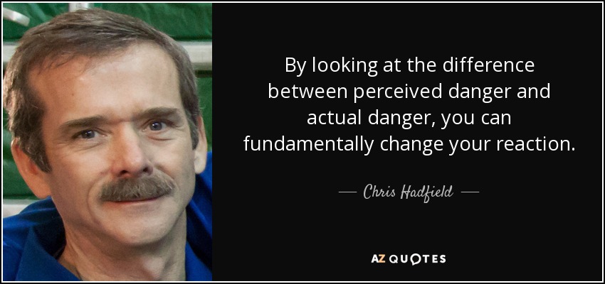 By looking at the difference between perceived danger and actual danger, you can fundamentally change your reaction. - Chris Hadfield