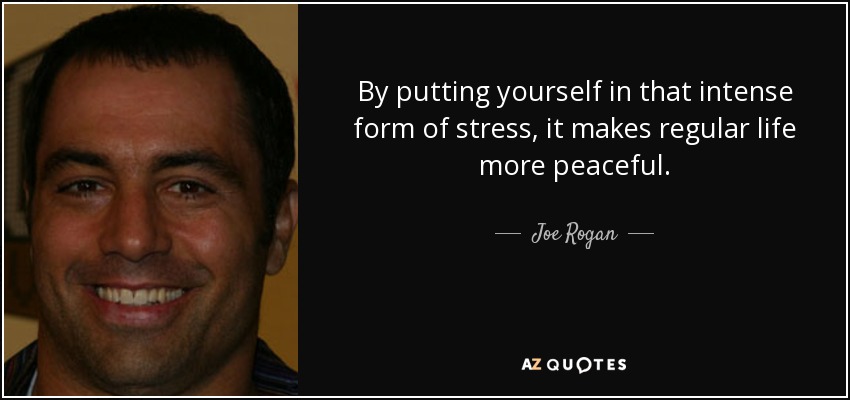 By putting yourself in that intense form of stress, it makes regular life more peaceful. - Joe Rogan