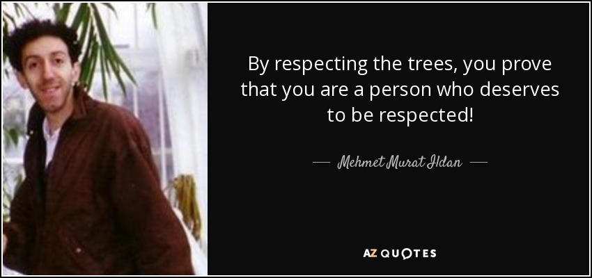 By respecting the trees, you prove that you are a person who deserves to be respected! - Mehmet Murat Ildan