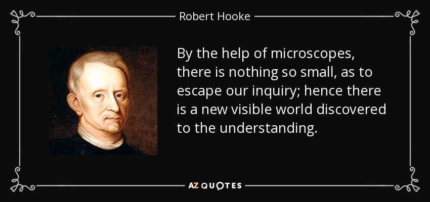 By the help of microscopes, there is nothing so small, as to escape our inquiry; hence there is a new visible world discovered to the understanding. - Robert Hooke