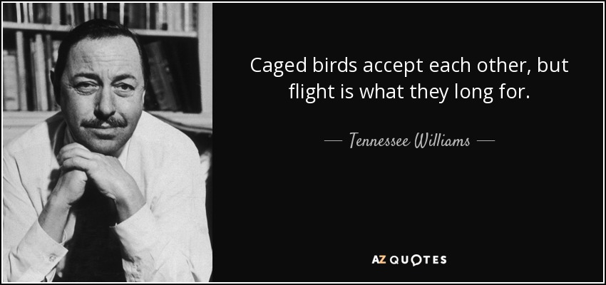Caged birds accept each other, but flight is what they long for. - Tennessee Williams