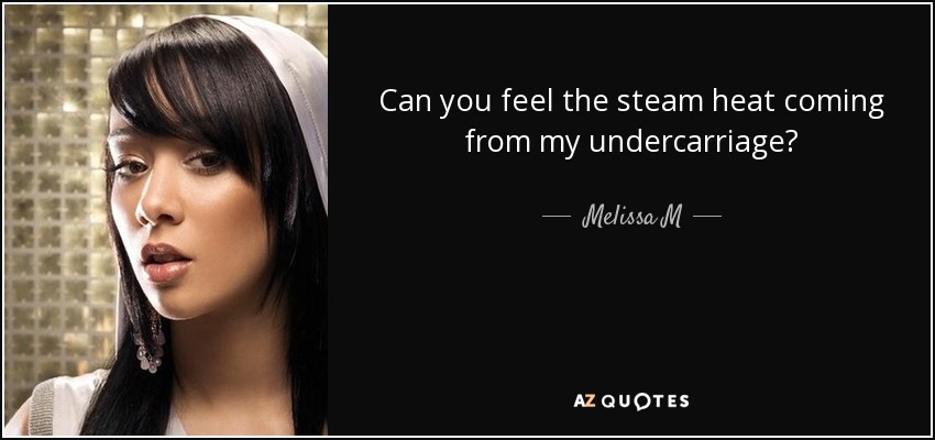 Can you feel the steam heat coming from my undercarriage? - Melissa M
