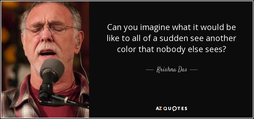Can you imagine what it would be like to all of a sudden see another color that nobody else sees? - Krishna Das
