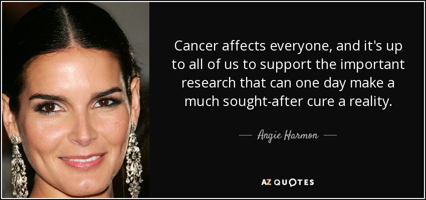 Cancer affects everyone, and it's up to all of us to support the important research that can one day make a much sought-after cure a reality. - Angie Harmon