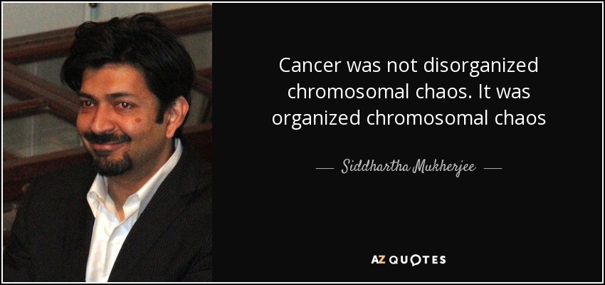 Cancer was not disorganized chromosomal chaos. It was organized chromosomal chaos - Siddhartha Mukherjee