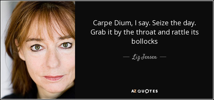 Carpe Dium, I say. Seize the day. Grab it by the throat and rattle its bollocks - Liz Jensen