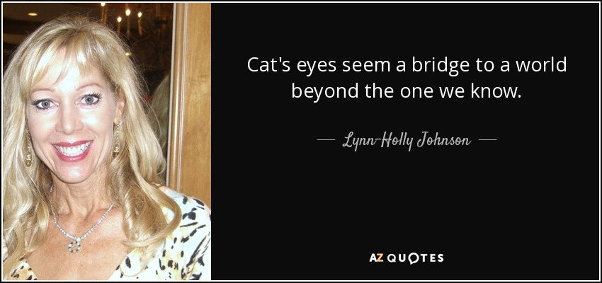 Cat's eyes seem a bridge to a world beyond the one we know. - Lynn-Holly Johnson