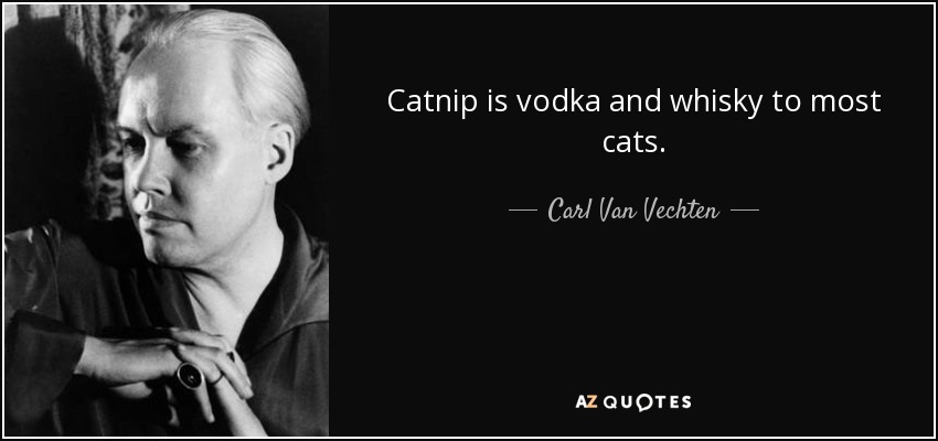 Catnip is vodka and whisky to most cats. - Carl Van Vechten