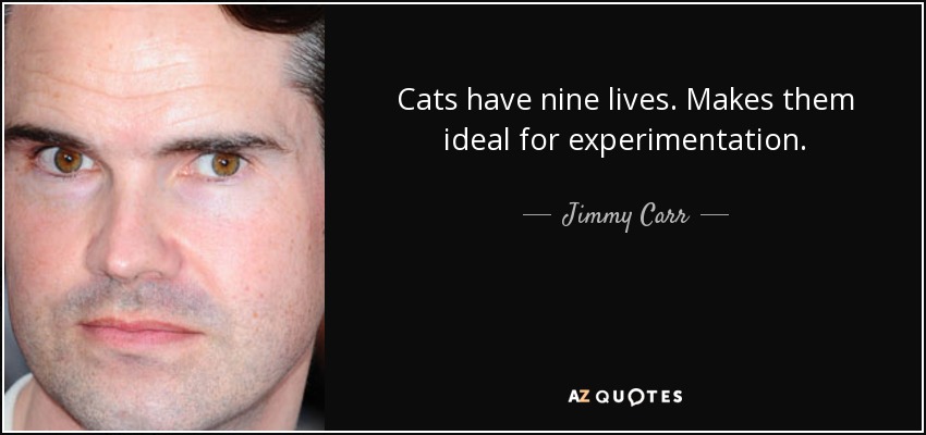 Cats have nine lives. Makes them ideal for experimentation. - Jimmy Carr