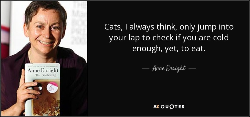 Cats, I always think, only jump into your lap to check if you are cold enough, yet, to eat. - Anne Enright