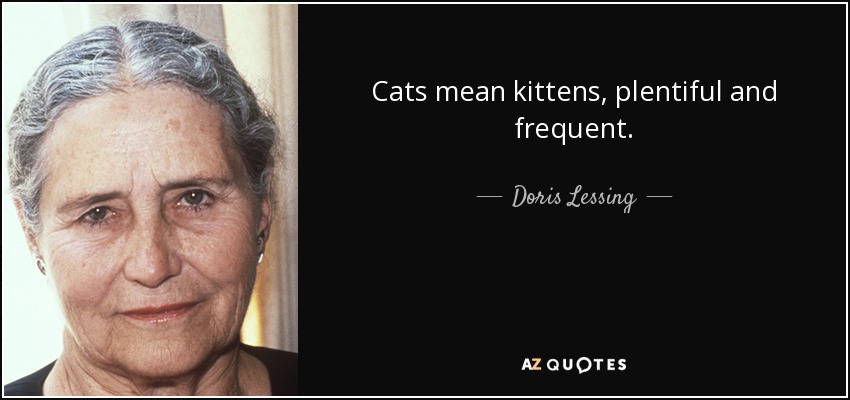 Cats mean kittens, plentiful and frequent. - Doris Lessing