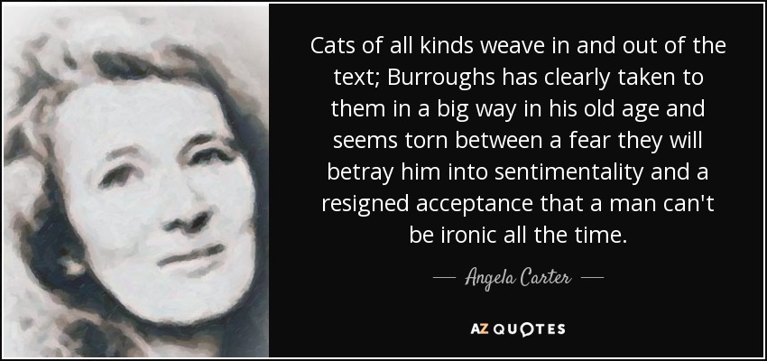 Cats of all kinds weave in and out of the text; Burroughs has clearly taken to them in a big way in his old age and seems torn between a fear they will betray him into sentimentality and a resigned acceptance that a man can't be ironic all the time. - Angela Carter