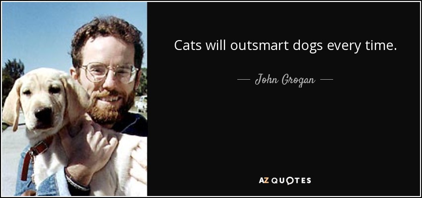 Cats will outsmart dogs every time. - John Grogan