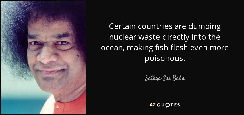 Certain countries are dumping nuclear waste directly into the ocean, making fish flesh even more poisonous. - Sathya Sai Baba